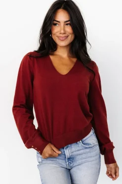 Sale Baltic Born Sheila V Neck Sweater Top | Brick