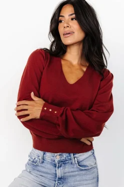 Sale Baltic Born Sheila V Neck Sweater Top | Brick