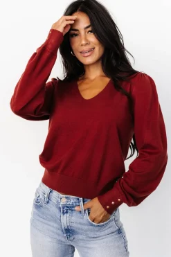 Sale Baltic Born Sheila V Neck Sweater Top | Brick