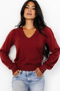 Sale Baltic Born Sheila V Neck Sweater Top | Brick