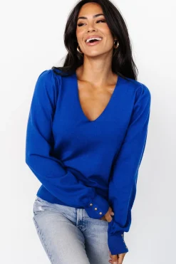 Fashion Baltic Born Sheila V Neck Sweater Top | Cobalt