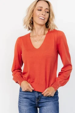 Online Baltic Born Sheila V Neck Sweater Top | Light Rust LightRust