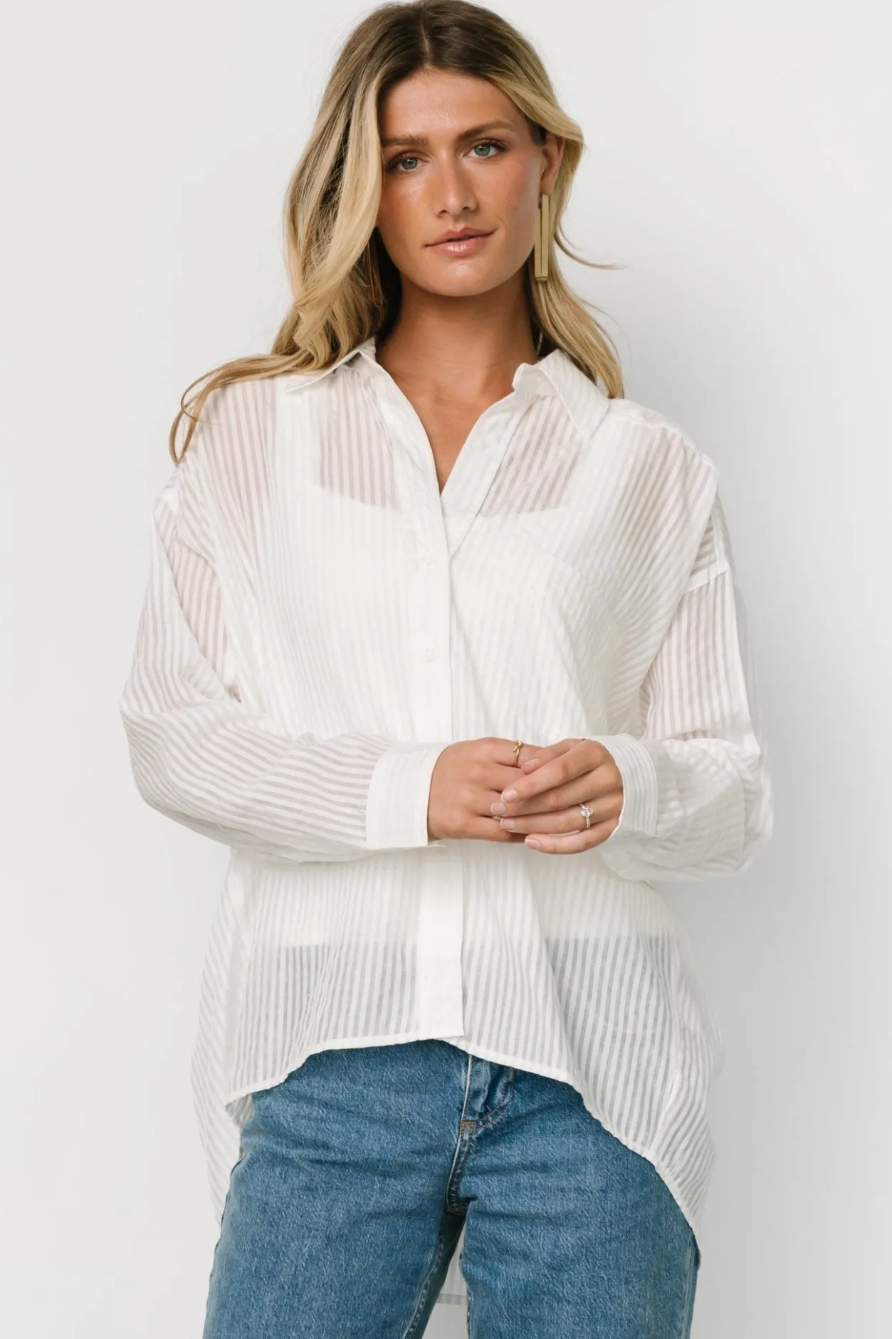 Clearance Baltic Born Sheldon Striped Oversized Top | White