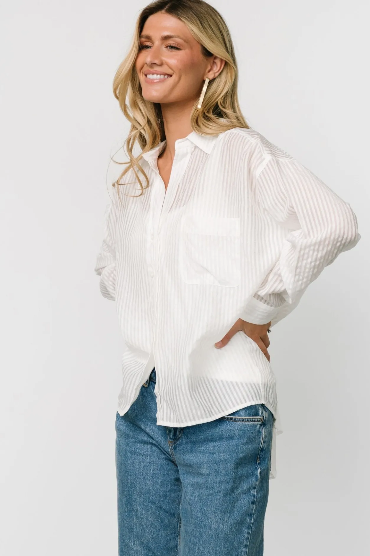Clearance Baltic Born Sheldon Striped Oversized Top | White