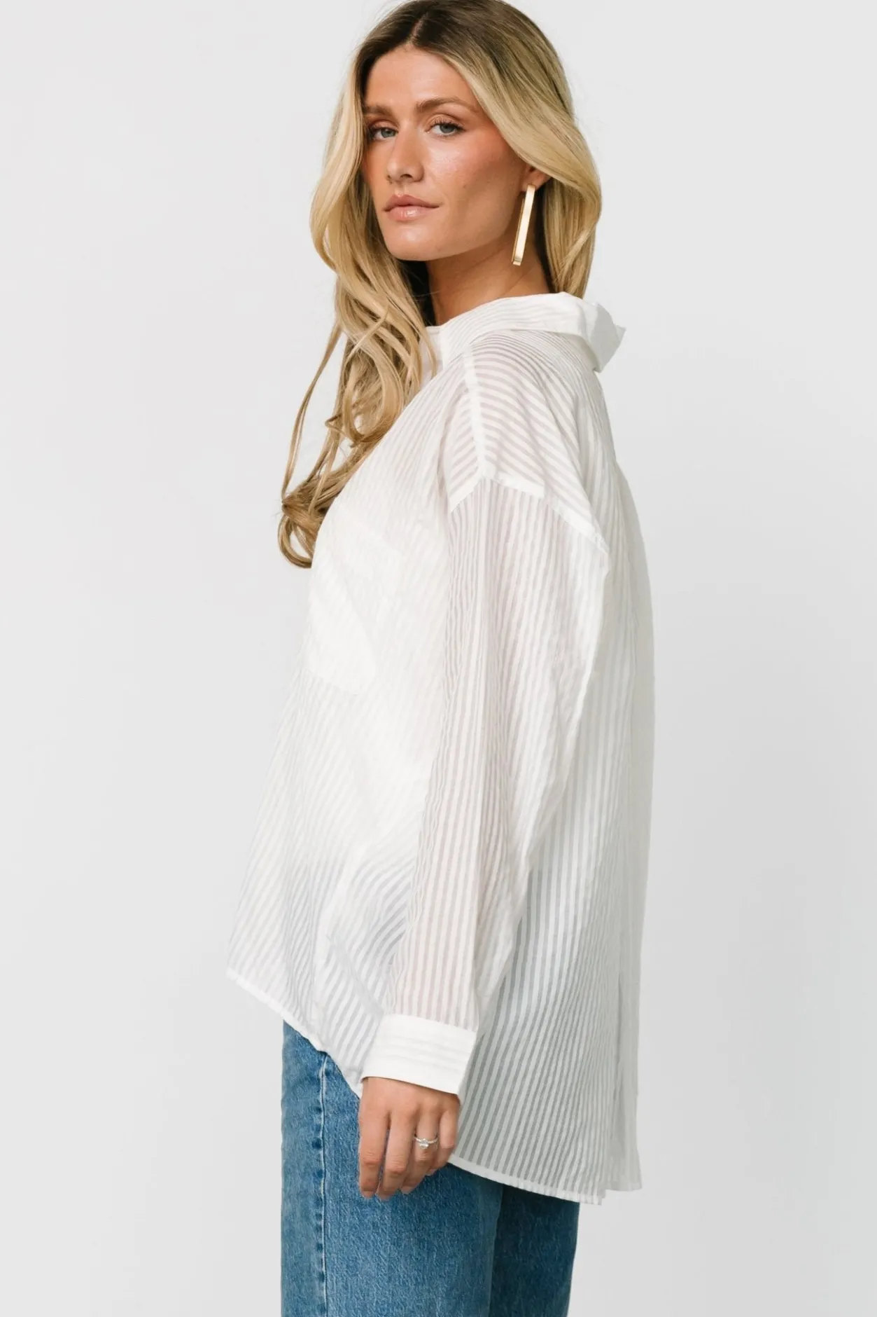Clearance Baltic Born Sheldon Striped Oversized Top | White