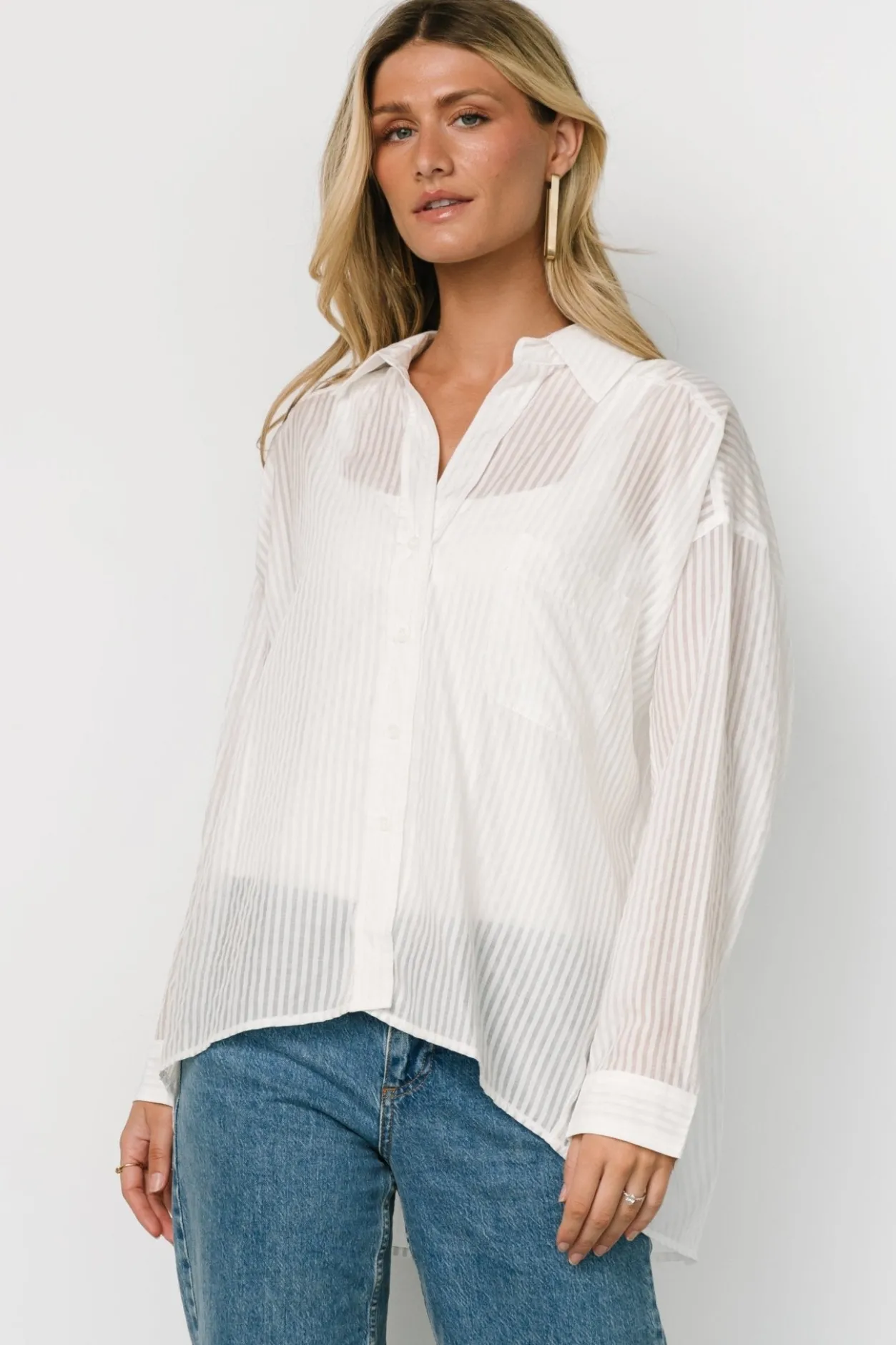 Clearance Baltic Born Sheldon Striped Oversized Top | White