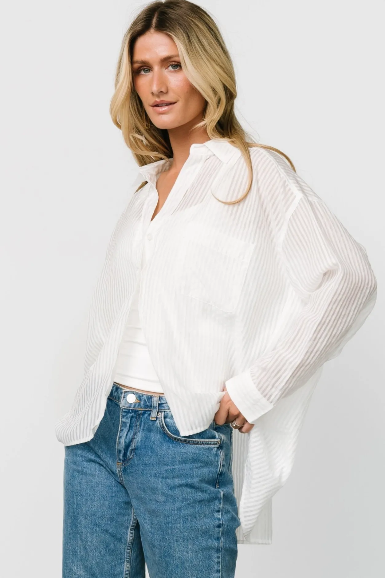 Clearance Baltic Born Sheldon Striped Oversized Top | White