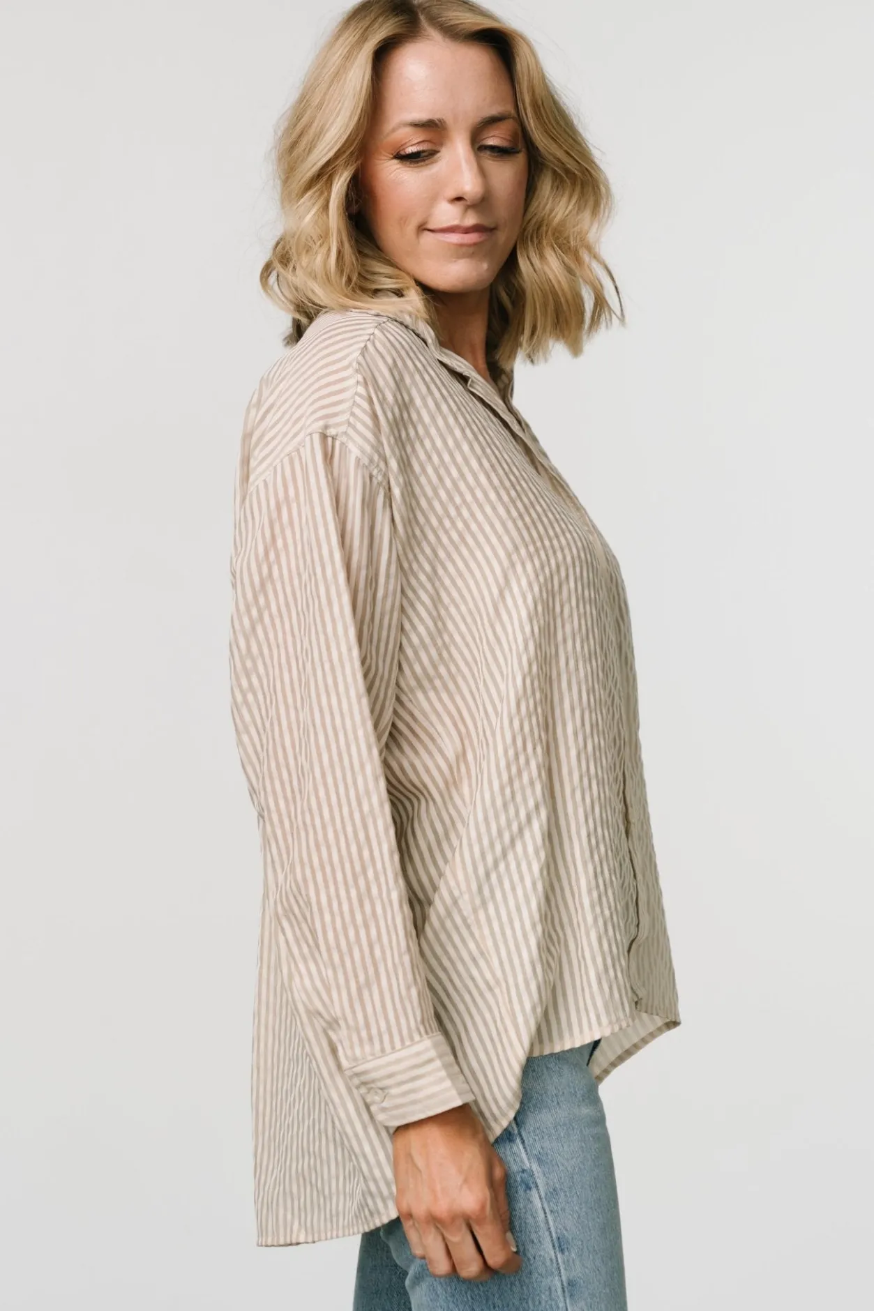 New Baltic Born Sheldon Striped Oversized Top | Natural