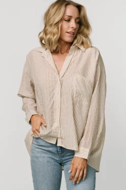 New Baltic Born Sheldon Striped Oversized Top | Natural