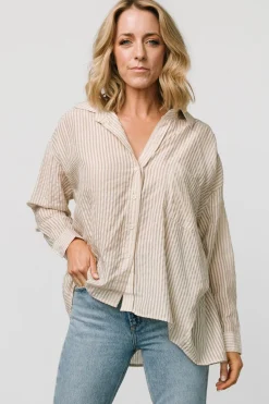 New Baltic Born Sheldon Striped Oversized Top | Natural