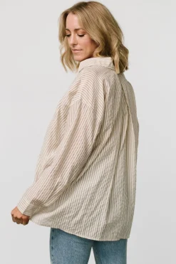 New Baltic Born Sheldon Striped Oversized Top | Natural