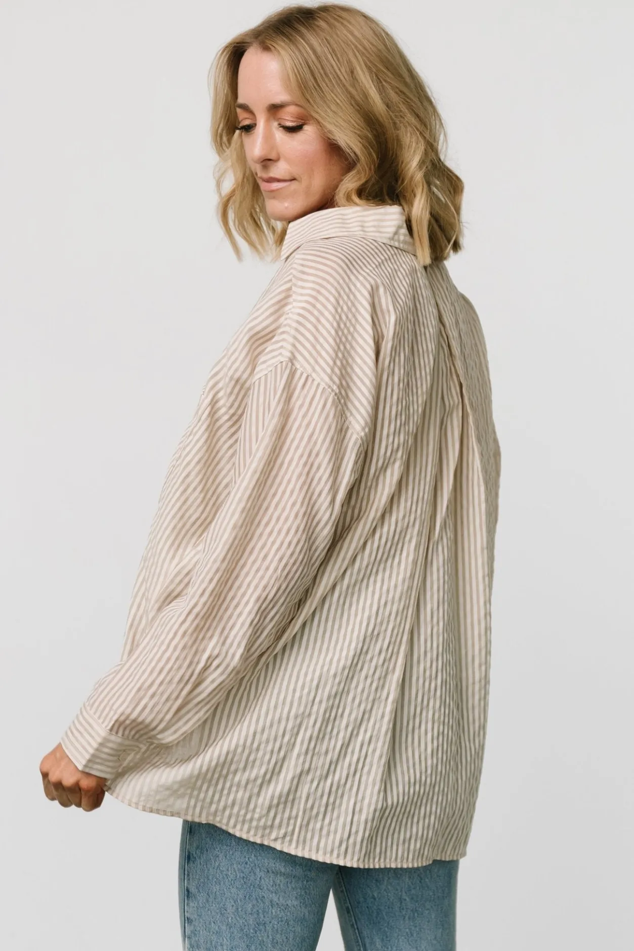 New Baltic Born Sheldon Striped Oversized Top | Natural