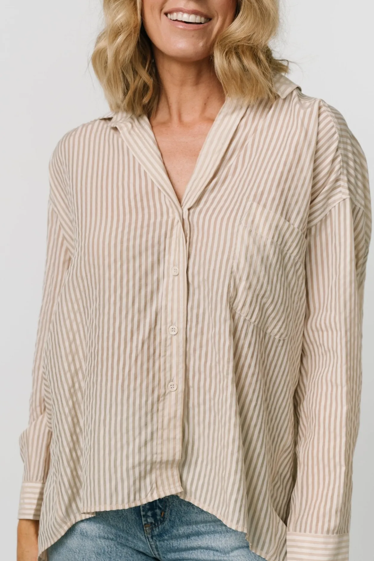 New Baltic Born Sheldon Striped Oversized Top | Natural