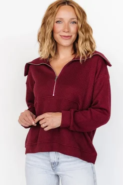 Outlet Baltic Born Shiloh Half Zip Pullover | Burgundy