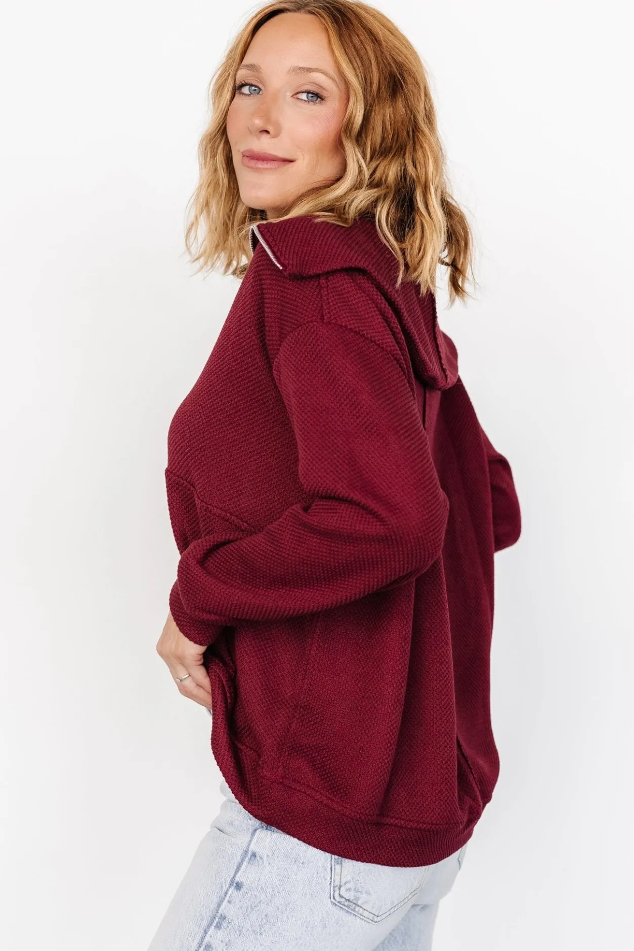 Outlet Baltic Born Shiloh Half Zip Pullover | Burgundy