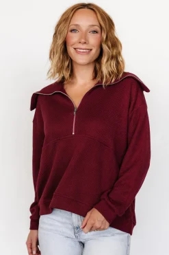 Outlet Baltic Born Shiloh Half Zip Pullover | Burgundy