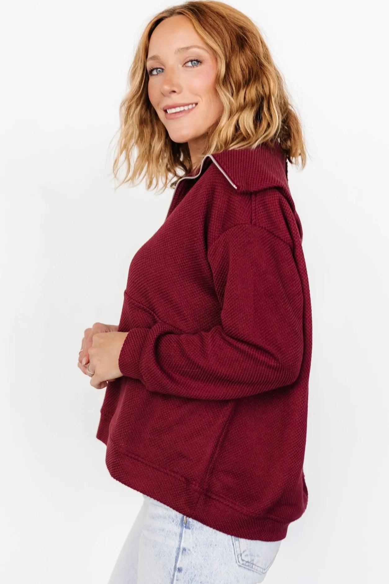 Outlet Baltic Born Shiloh Half Zip Pullover | Burgundy