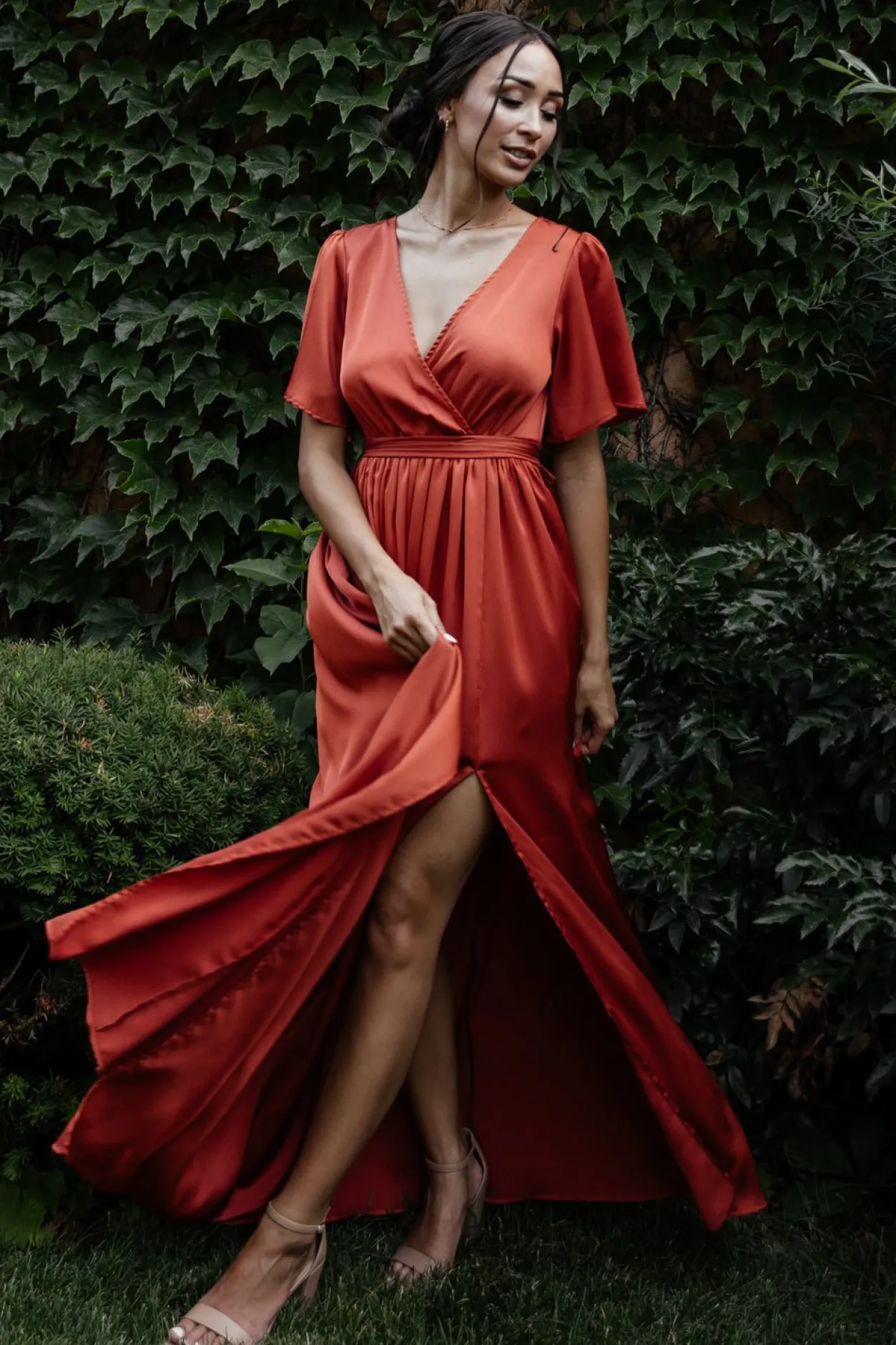 Best Baltic Born Sicily Satin Maxi Dress | Rust