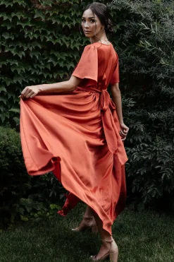 Best Baltic Born Sicily Satin Maxi Dress | Rust