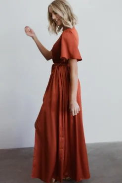 Best Baltic Born Sicily Satin Maxi Dress | Rust