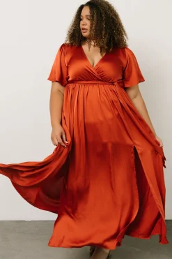 Best Baltic Born Sicily Satin Maxi Dress | Rust