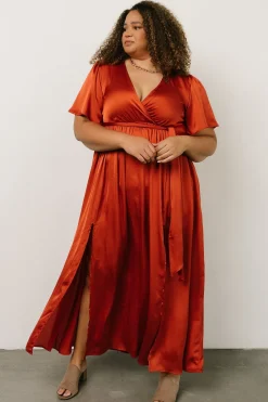 Best Baltic Born Sicily Satin Maxi Dress | Rust