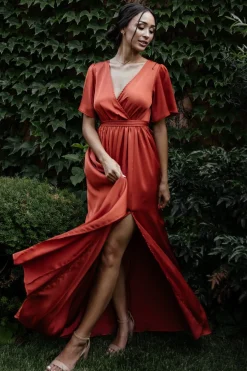 Best Baltic Born Sicily Satin Maxi Dress | Rust