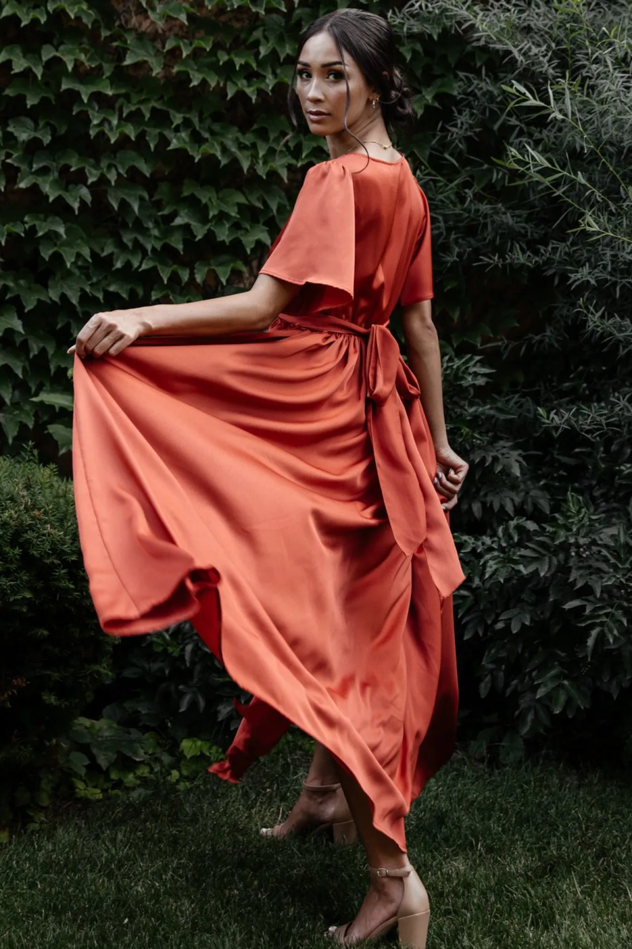 Best Baltic Born Sicily Satin Maxi Dress | Rust