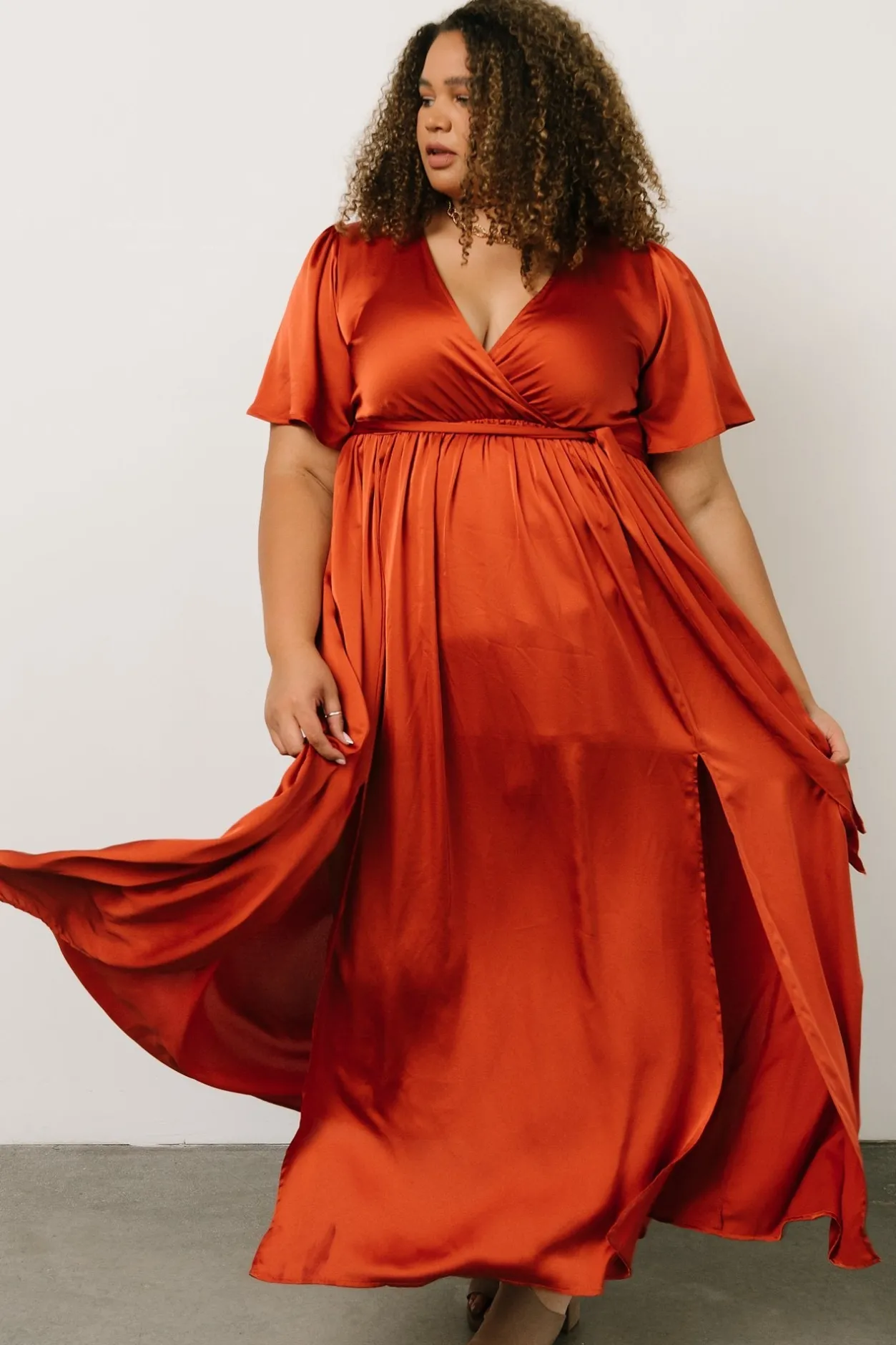Best Baltic Born Sicily Satin Maxi Dress | Rust