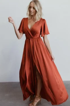 Best Baltic Born Sicily Satin Maxi Dress | Rust