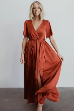 Best Baltic Born Sicily Satin Maxi Dress | Rust