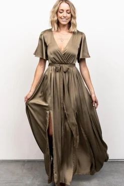 Fashion Baltic Born Sicily Satin Maxi Dress | Olive