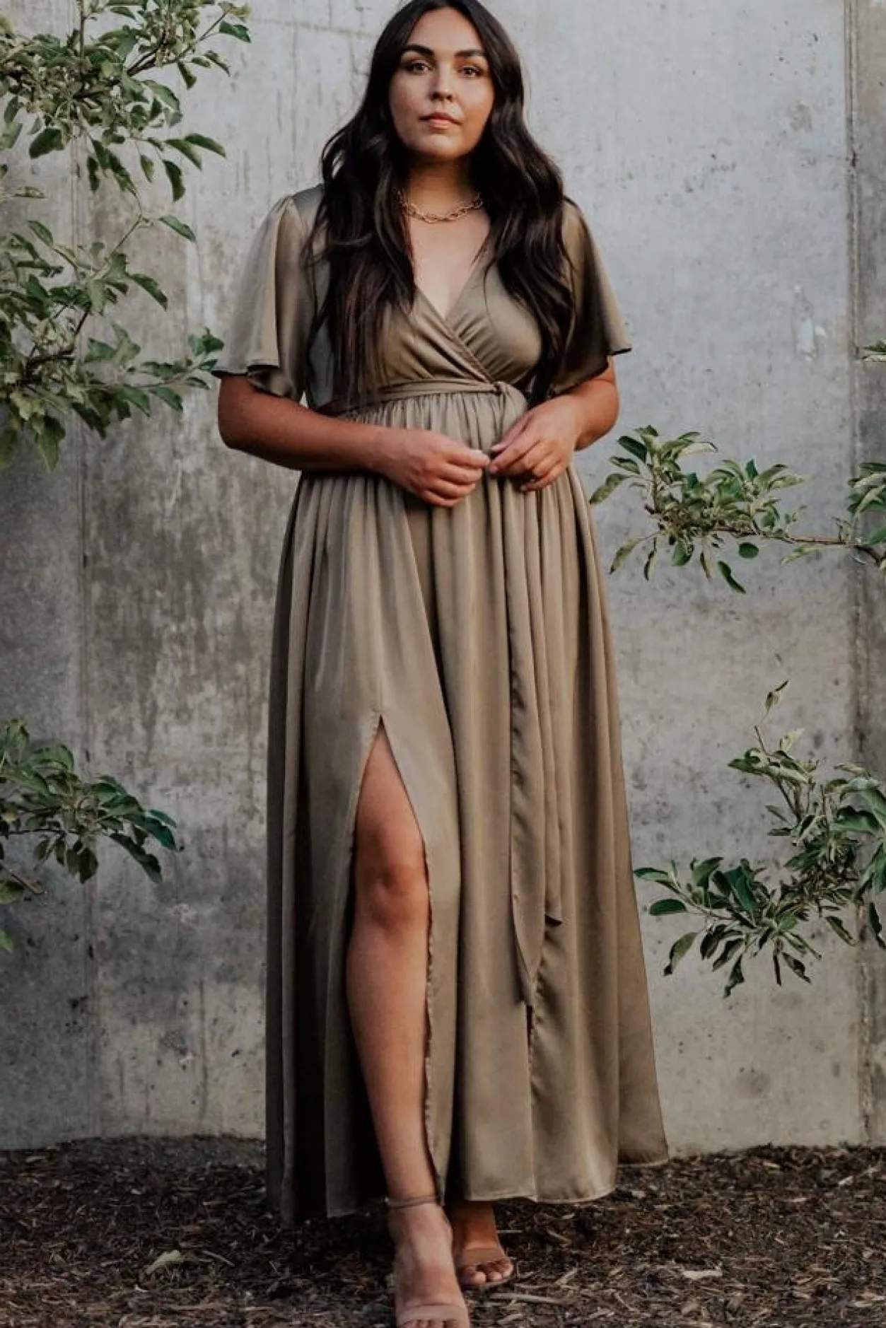 Fashion Baltic Born Sicily Satin Maxi Dress | Olive