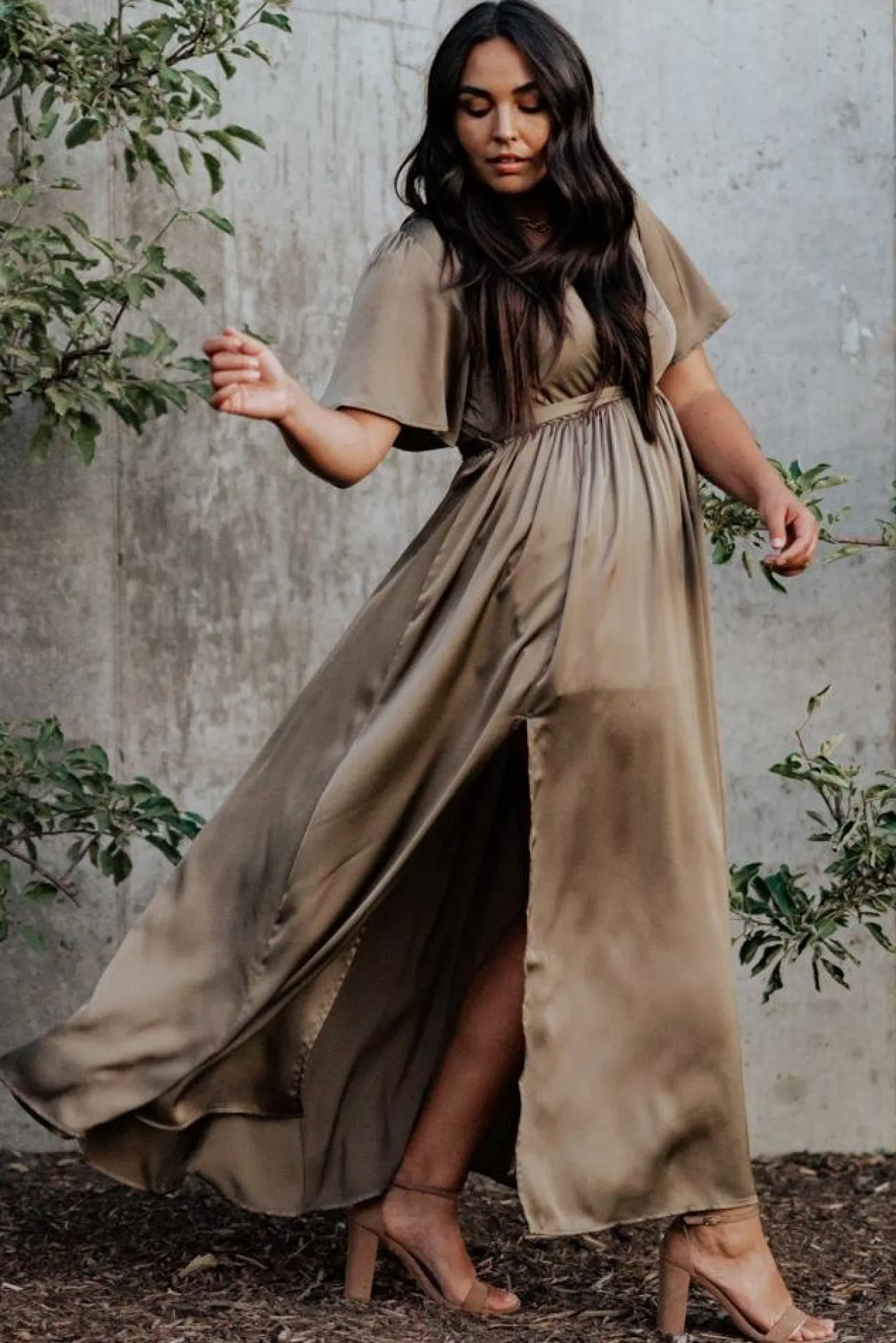 Fashion Baltic Born Sicily Satin Maxi Dress | Olive