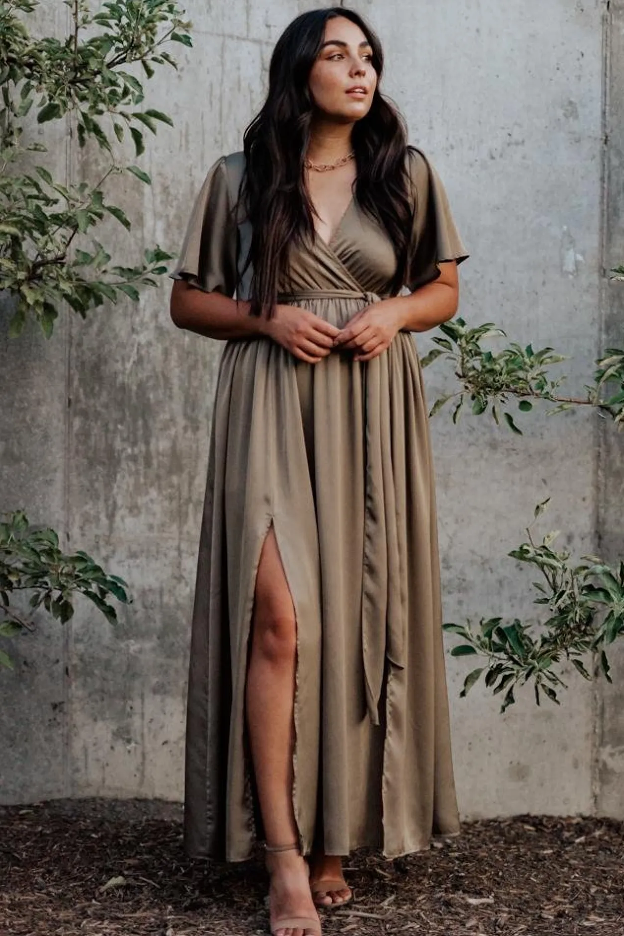 Fashion Baltic Born Sicily Satin Maxi Dress | Olive