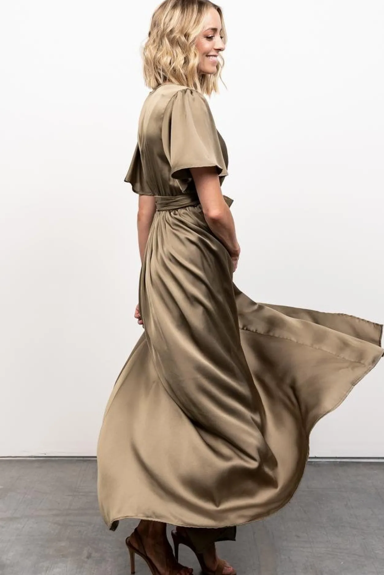 Fashion Baltic Born Sicily Satin Maxi Dress | Olive