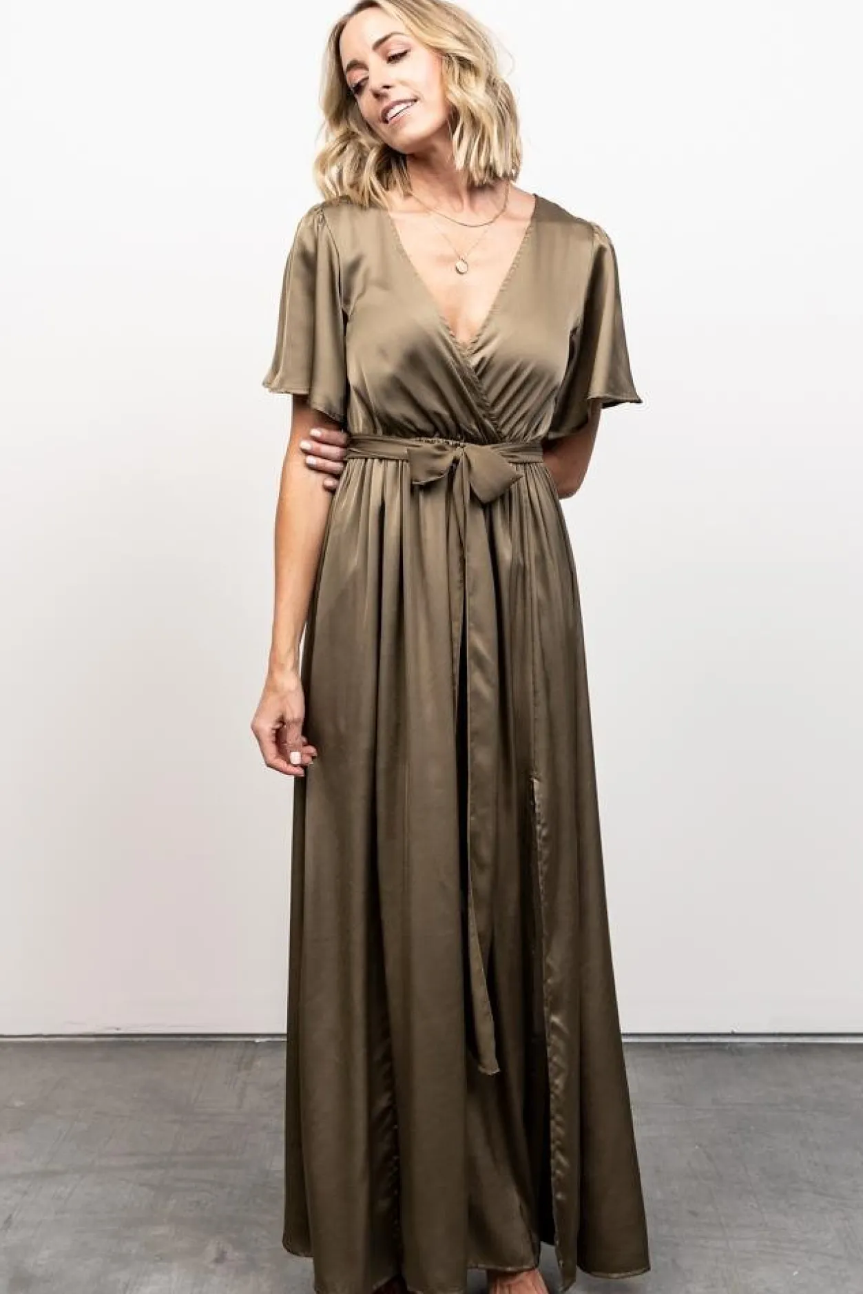 Fashion Baltic Born Sicily Satin Maxi Dress | Olive