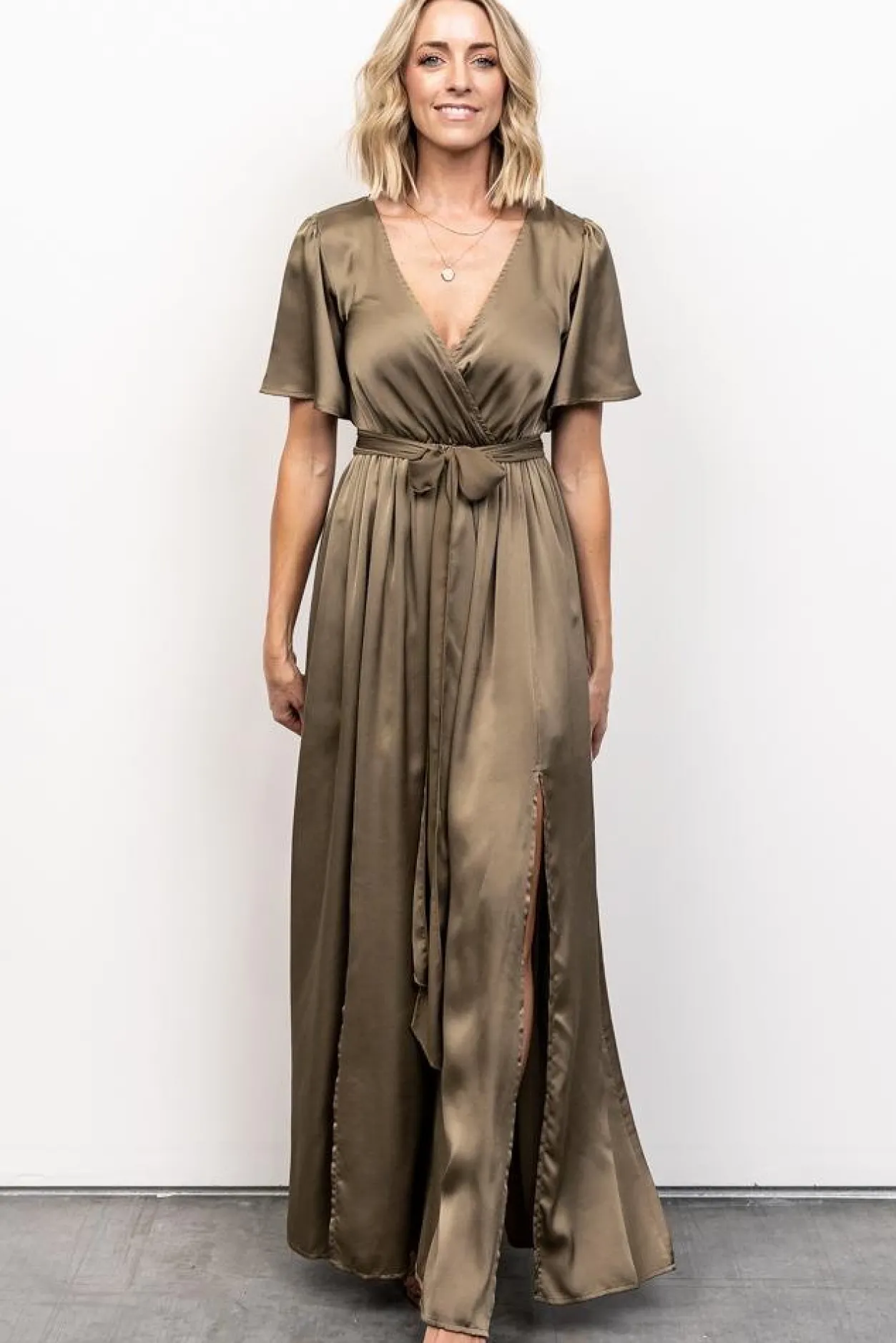 Fashion Baltic Born Sicily Satin Maxi Dress | Olive