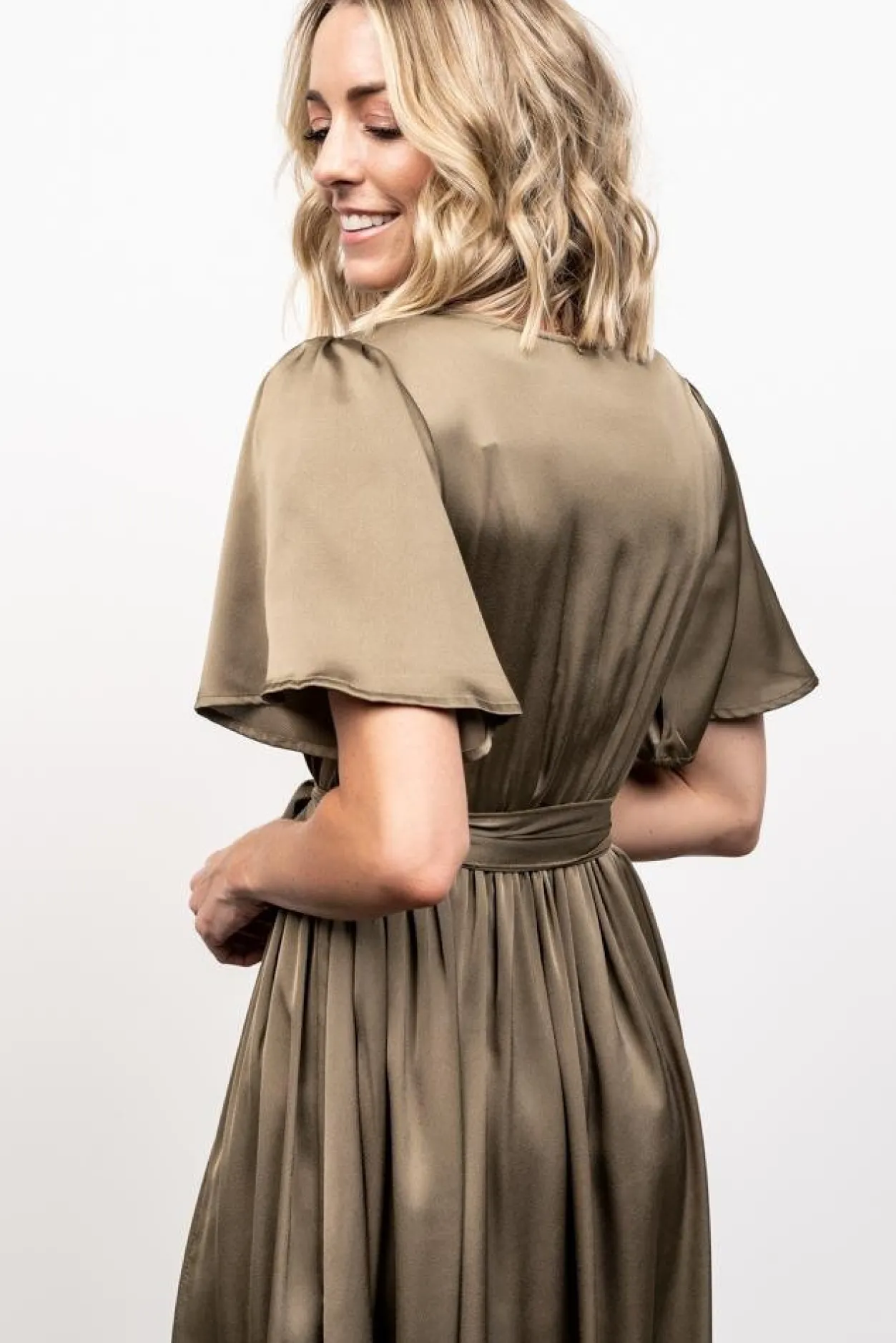 Fashion Baltic Born Sicily Satin Maxi Dress | Olive