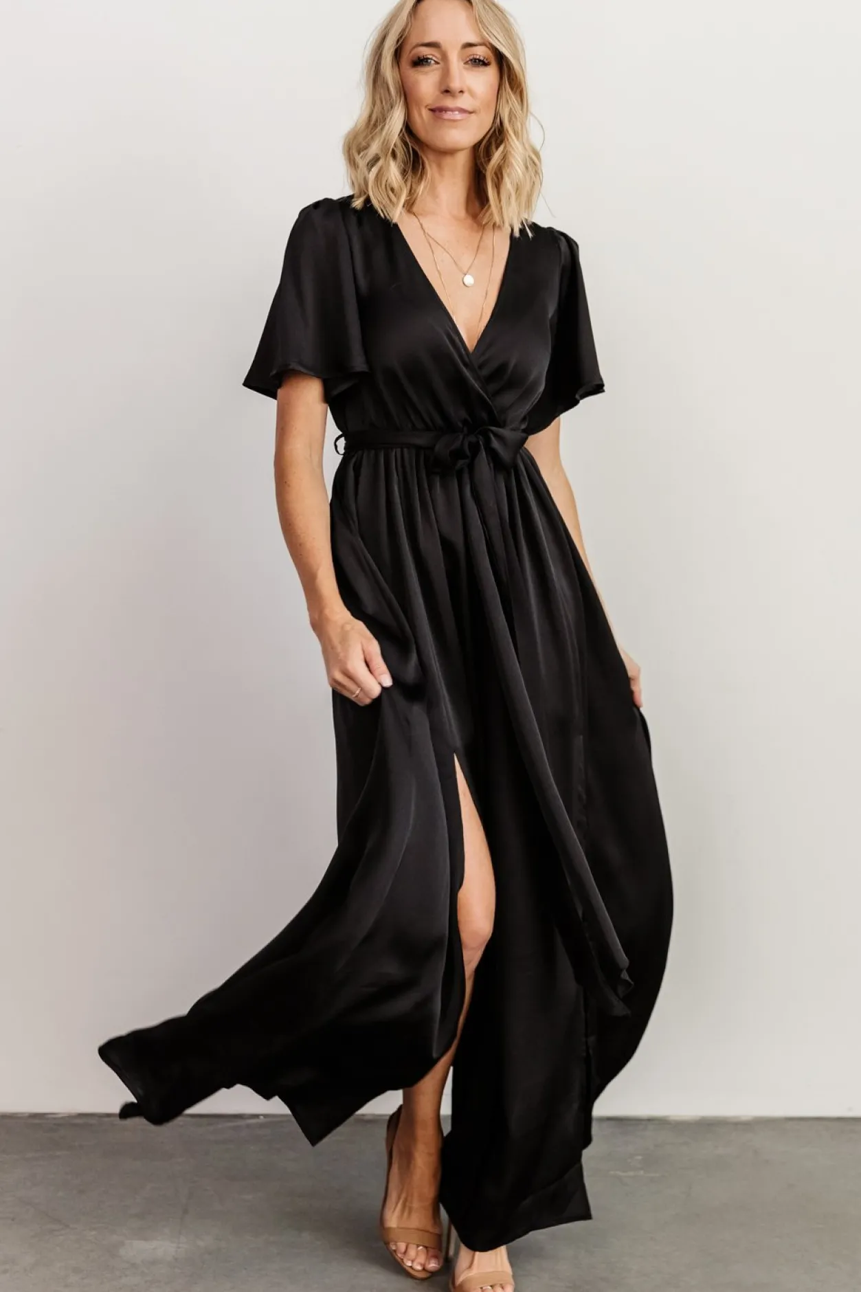 Discount Baltic Born Sicily Satin Maxi Dress | Black