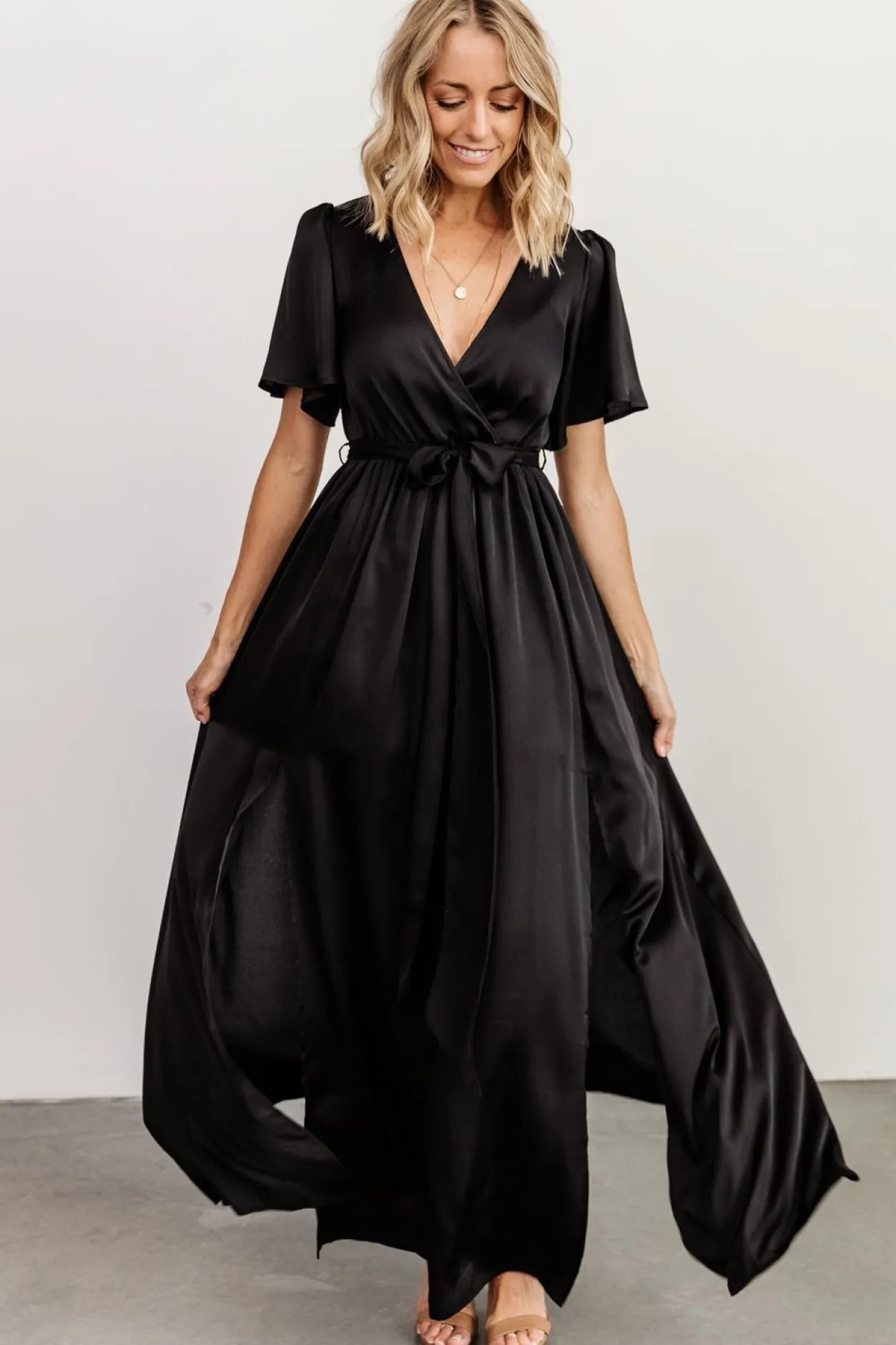 Discount Baltic Born Sicily Satin Maxi Dress | Black