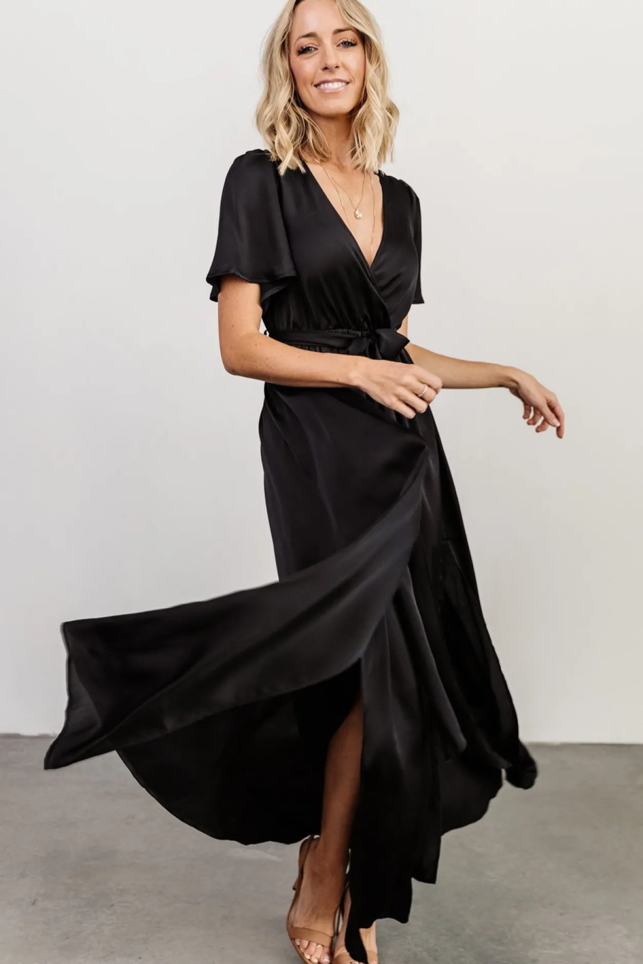 Discount Baltic Born Sicily Satin Maxi Dress | Black