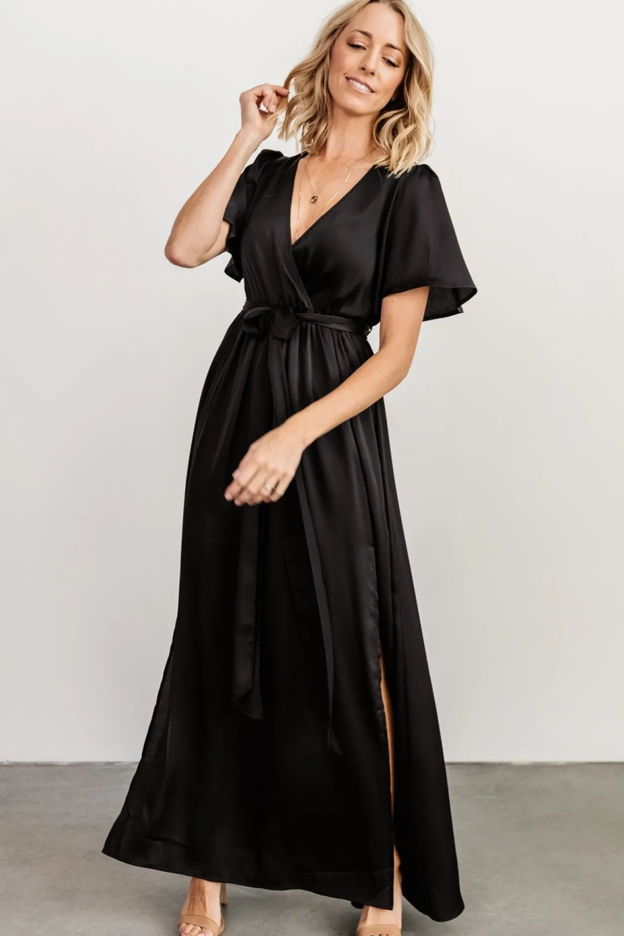 Discount Baltic Born Sicily Satin Maxi Dress | Black