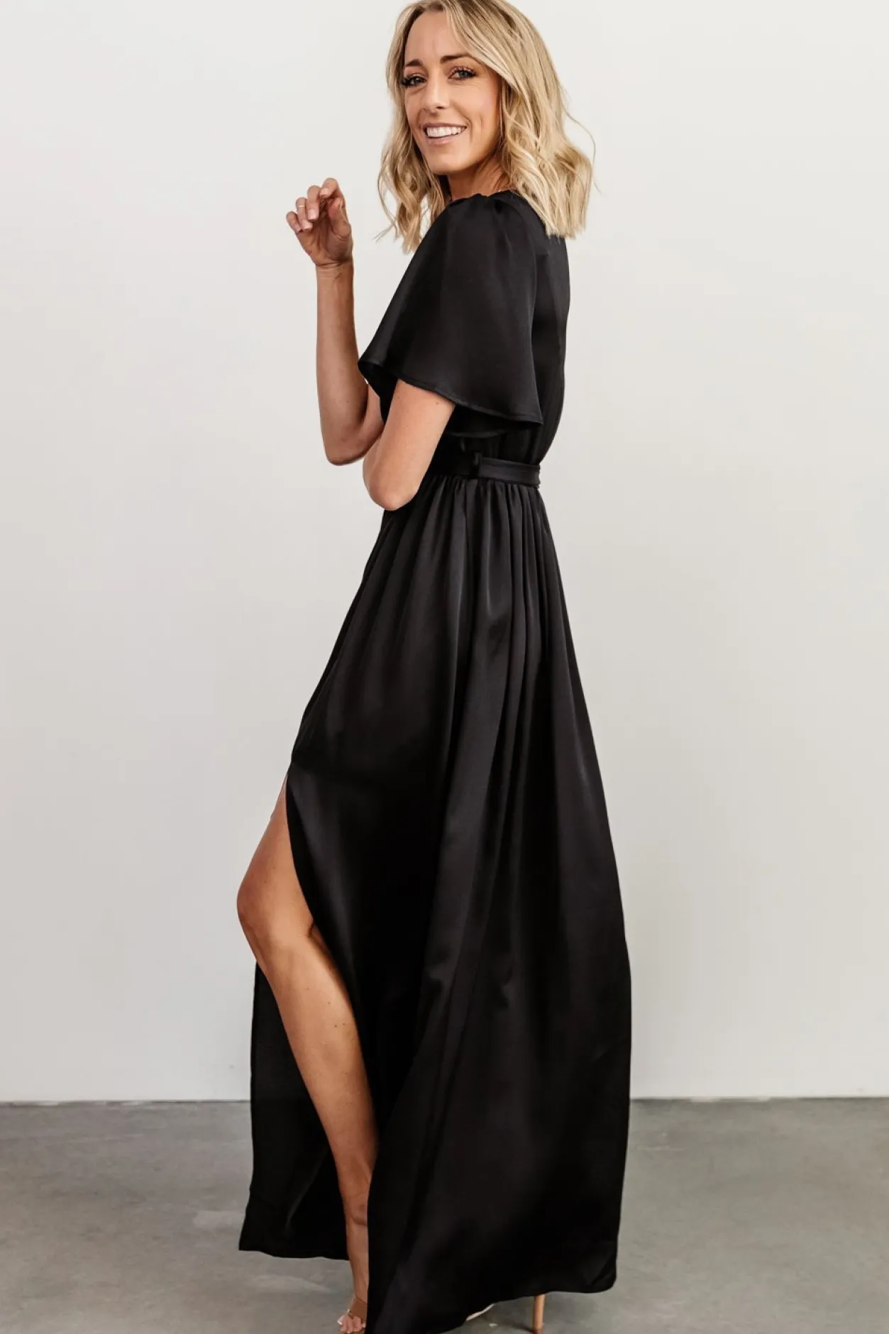Discount Baltic Born Sicily Satin Maxi Dress | Black