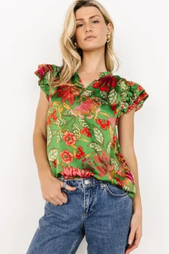Online Baltic Born Skyler Ruffle Top | Green Multi GreenMulti