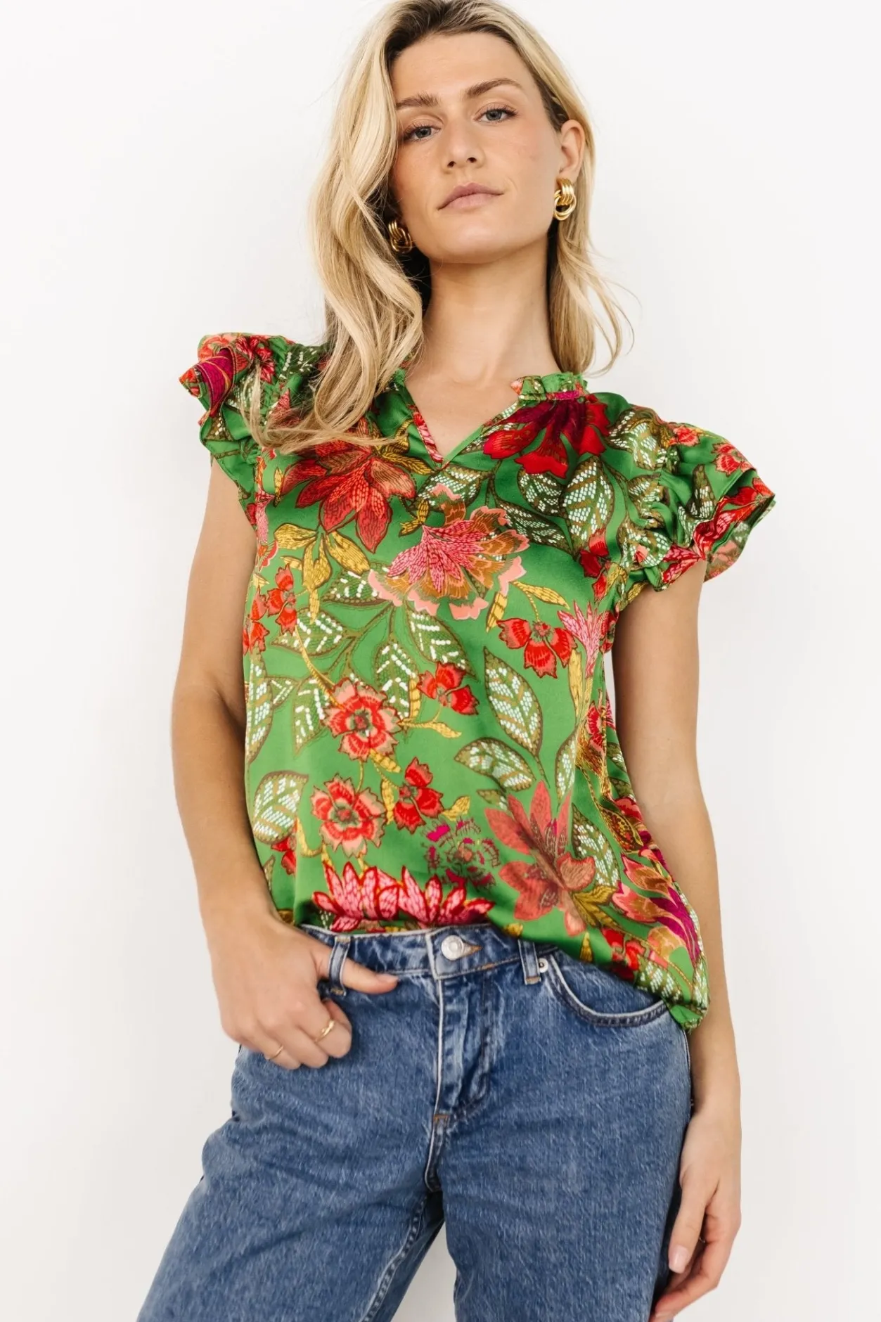 Online Baltic Born Skyler Ruffle Top | Green Multi GreenMulti
