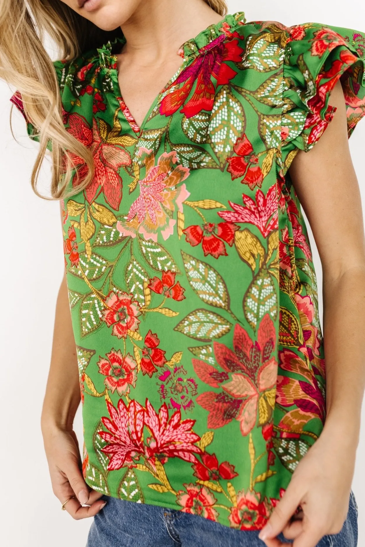 Online Baltic Born Skyler Ruffle Top | Green Multi GreenMulti