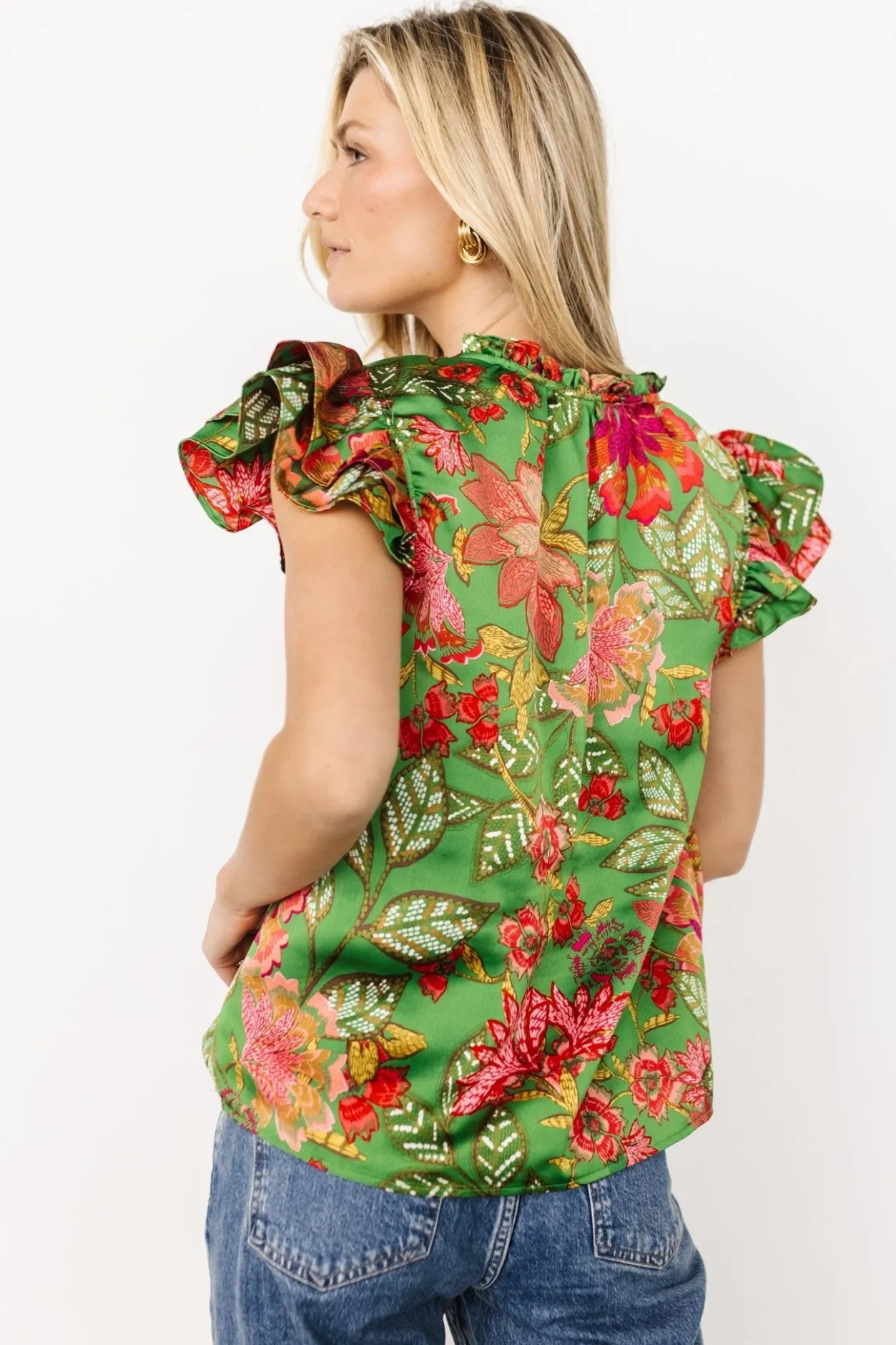 Online Baltic Born Skyler Ruffle Top | Green Multi GreenMulti