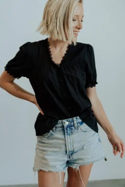 New Baltic Born Sloane Button Top | Black