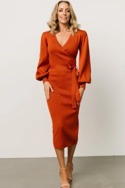 Hot Baltic Born Soho Bubble Sleeve Sweater Dress | Rust